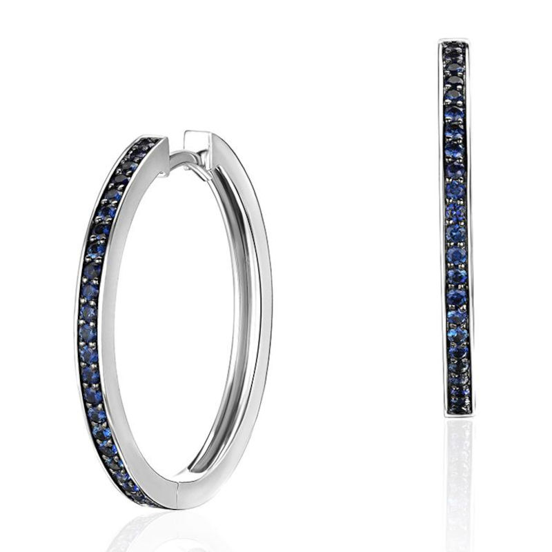 Серьги из белого золота 585 пробы с сапфирами 01С5216789-1