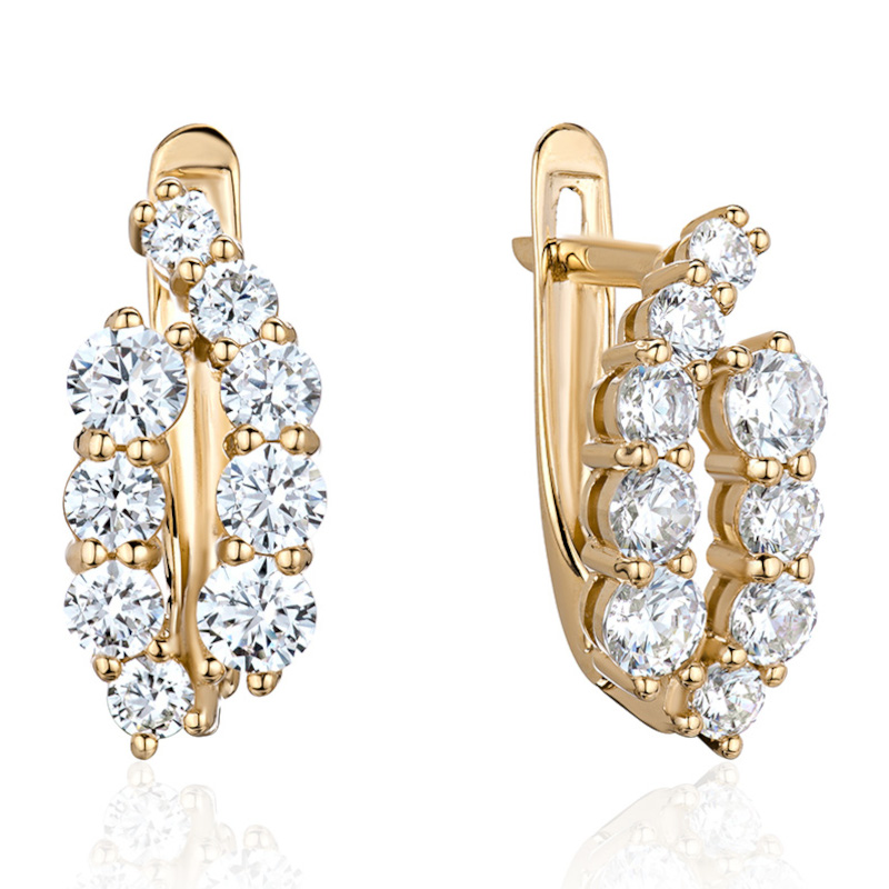 Серьги из желтого золота 585 пробы с фианитами 01С1316817Р