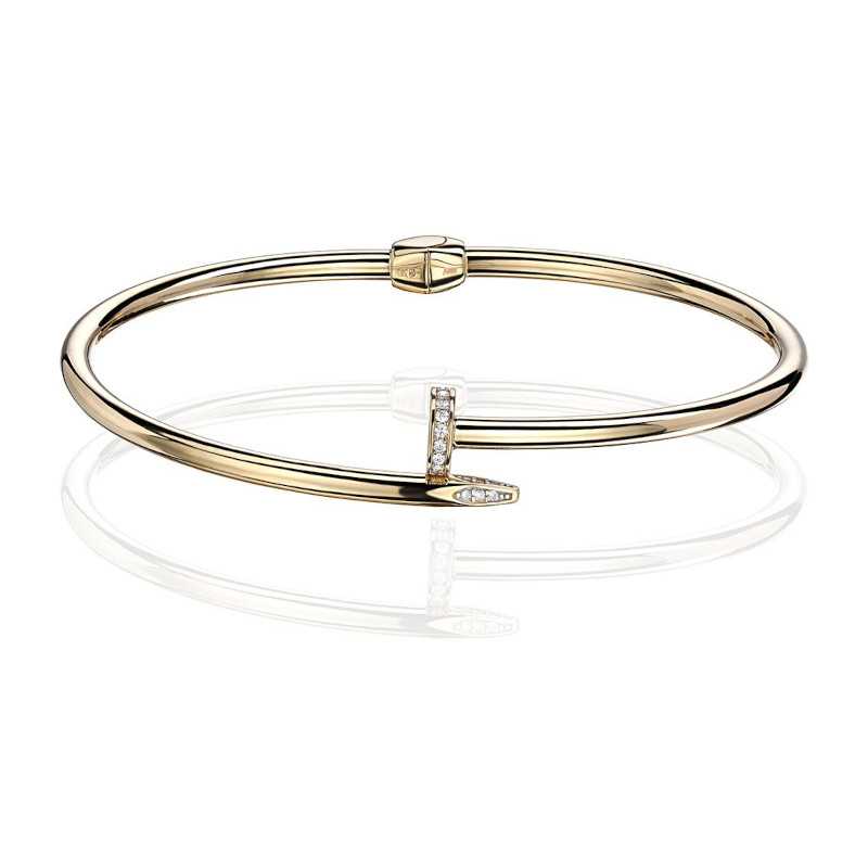 Браслет "Гвоздь" из желтого золота 375 пробы с фианитами 01Б132888S