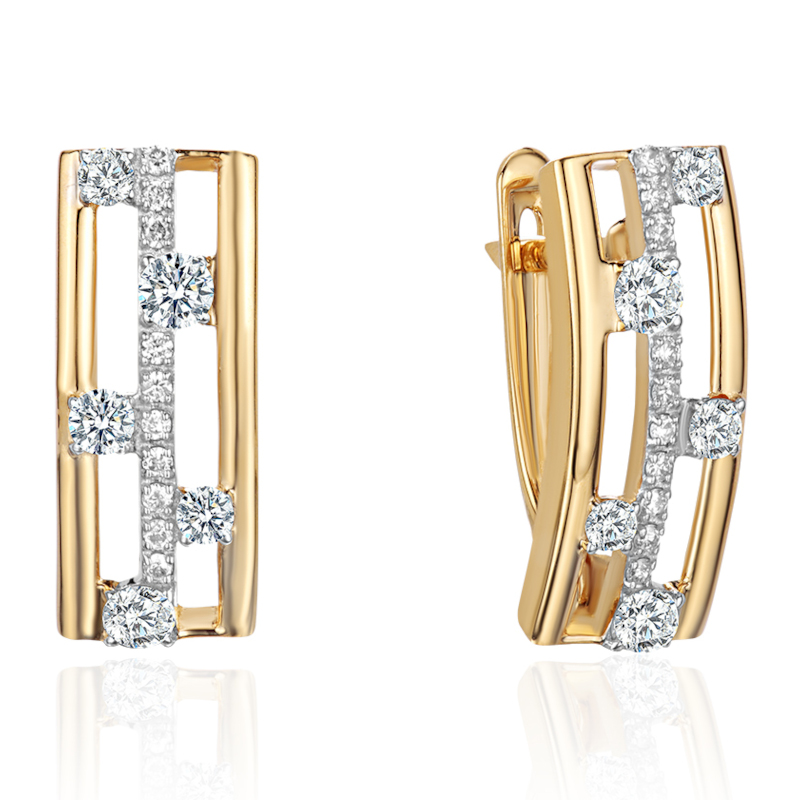 Серьги из желтого золота 585 пробы с бриллиантами 01С6315730Р