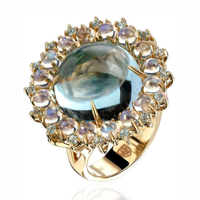 Кольцо из желтого золота 585 пробы с топазами 01К3311783-1 Кольцо из желтого золота 585 пробы с топазами 01К3311783-1