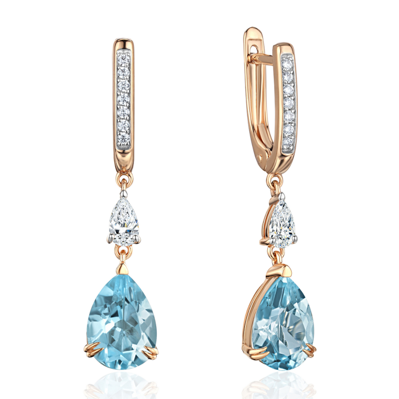 Серьги из красного золота 585 пробы с топазами и фианитами 01С3116991Р-1