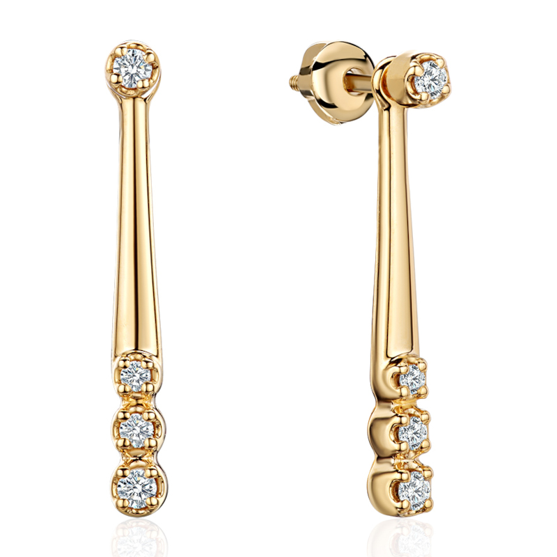 Серьги из желтого золота 585 пробы с фианитами 01С1316828Р