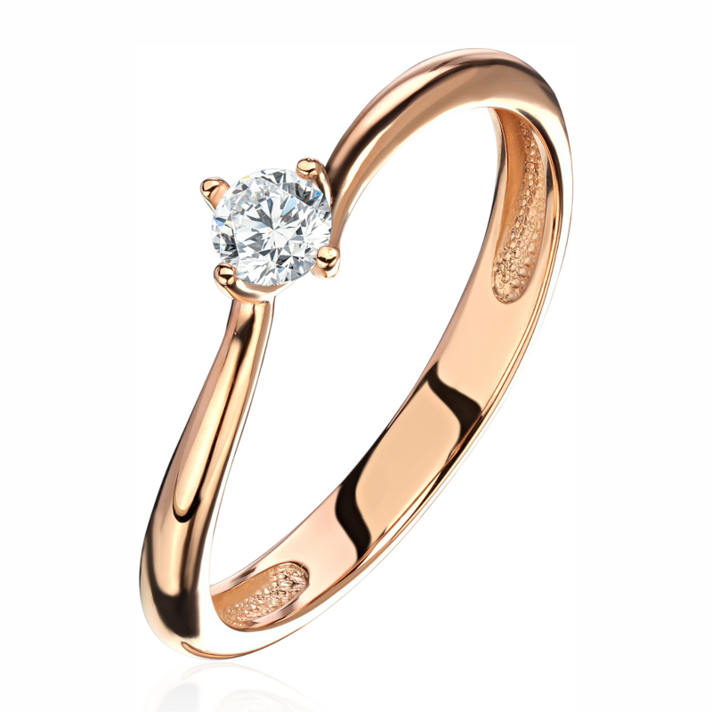 Кольцо из красного золота 585 пробы с фианитом 01К1115711