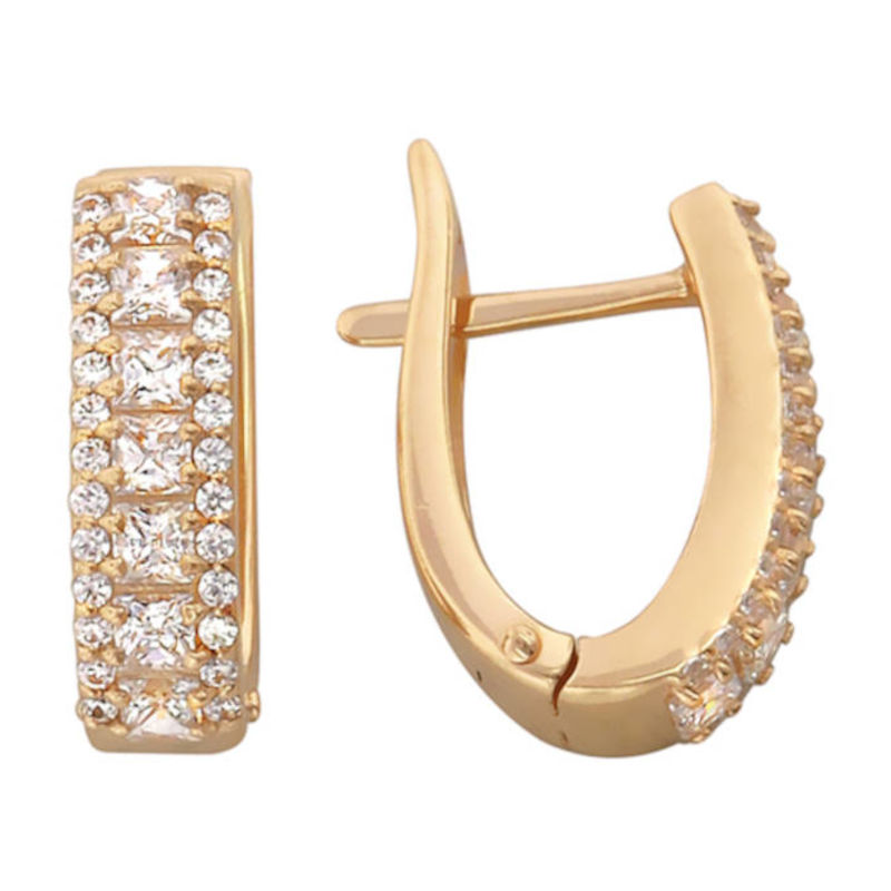 Серьги из красного золота 585 пробы с фианитами 01С115948 Серьги из красного золота 585 пробы с фианитами 01С115948