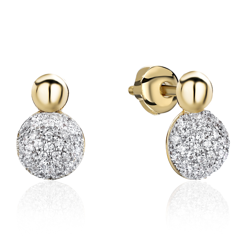 Серьги из желтого золота 585 пробы с бриллиантами 01С6314906Р-17