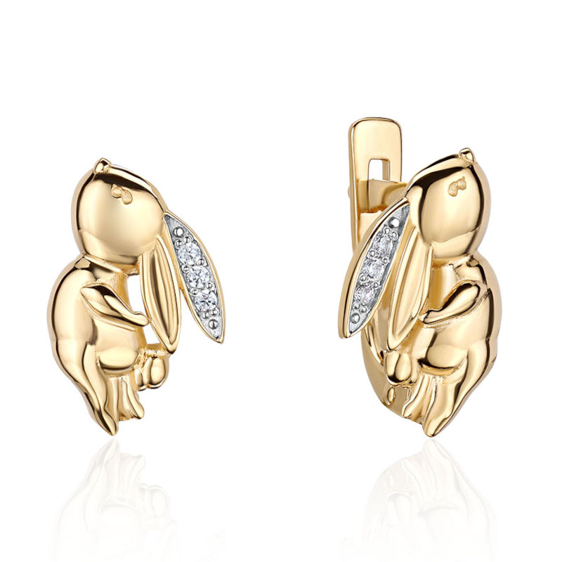 Серьги из желтого золота 585 пробы с фианитами 01С1317005Р