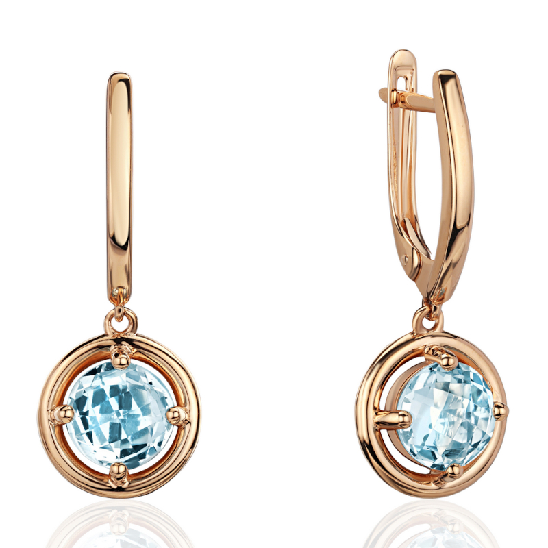 Серьги из красного золота 585 пробы с топазами 01С3115325-1