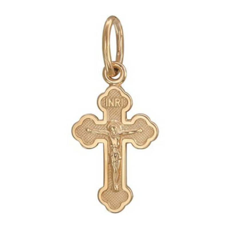 Крест нательный из красного золота 585 пробы без вставок 01Р010431