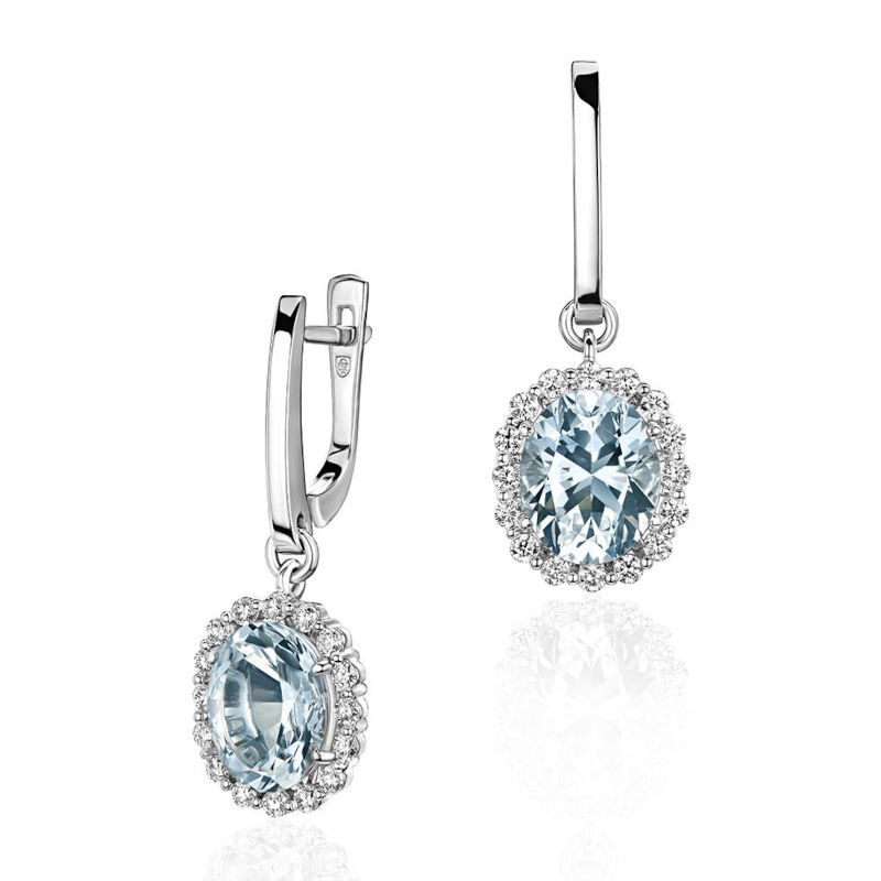 Серьги из белого золота 585 пробы с топазами и бриллиантами 01С6251032-5