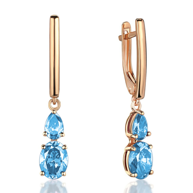 Серьги из красного золота 585 пробы с топазами 01С3115473-1