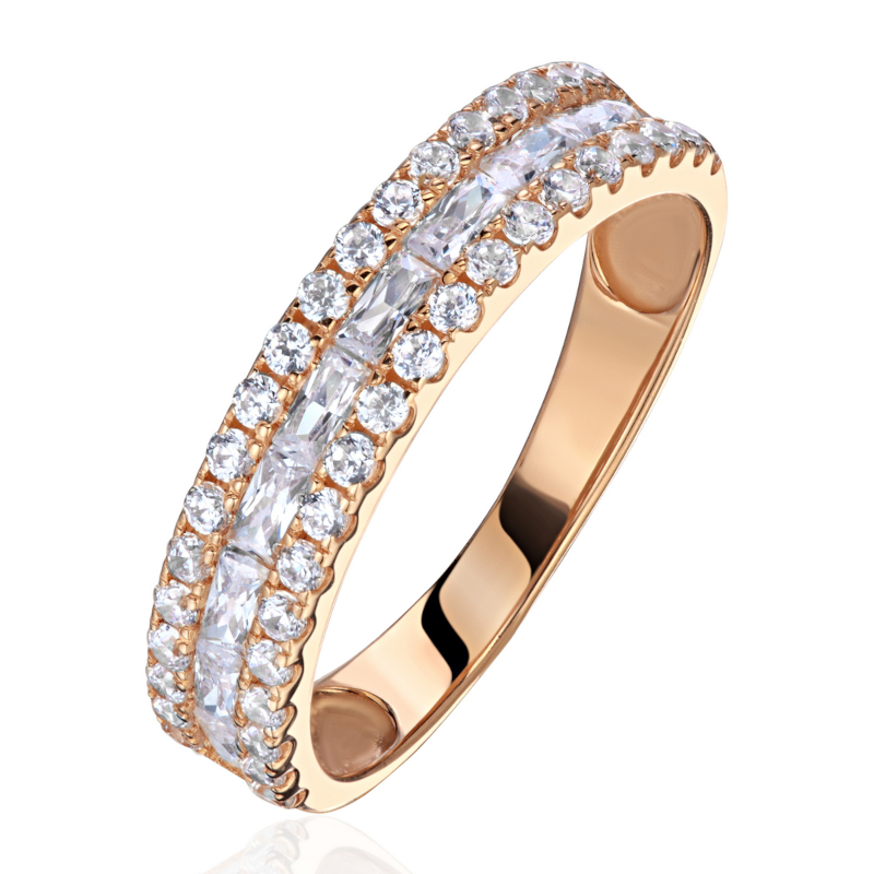 Кольцо из красного золота 585 пробы с фианитами 01К1115981