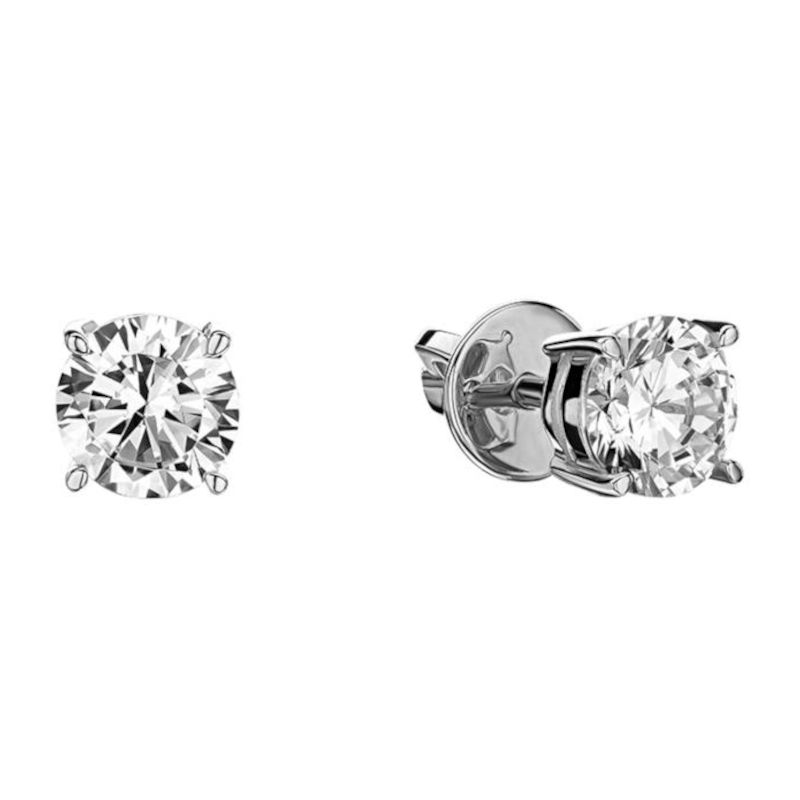 Серьги пусеты из белого золота 585 пробы с фианитами 01С1213910