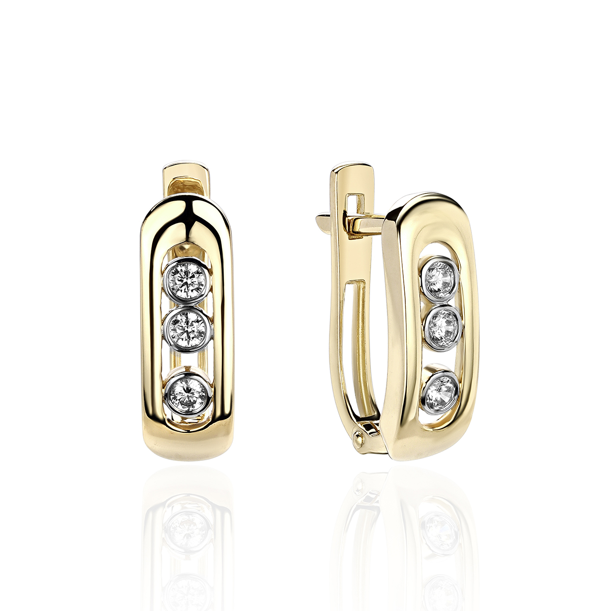 Серьги из желтого золота 375 пробы с фианитами 01С1313121SР