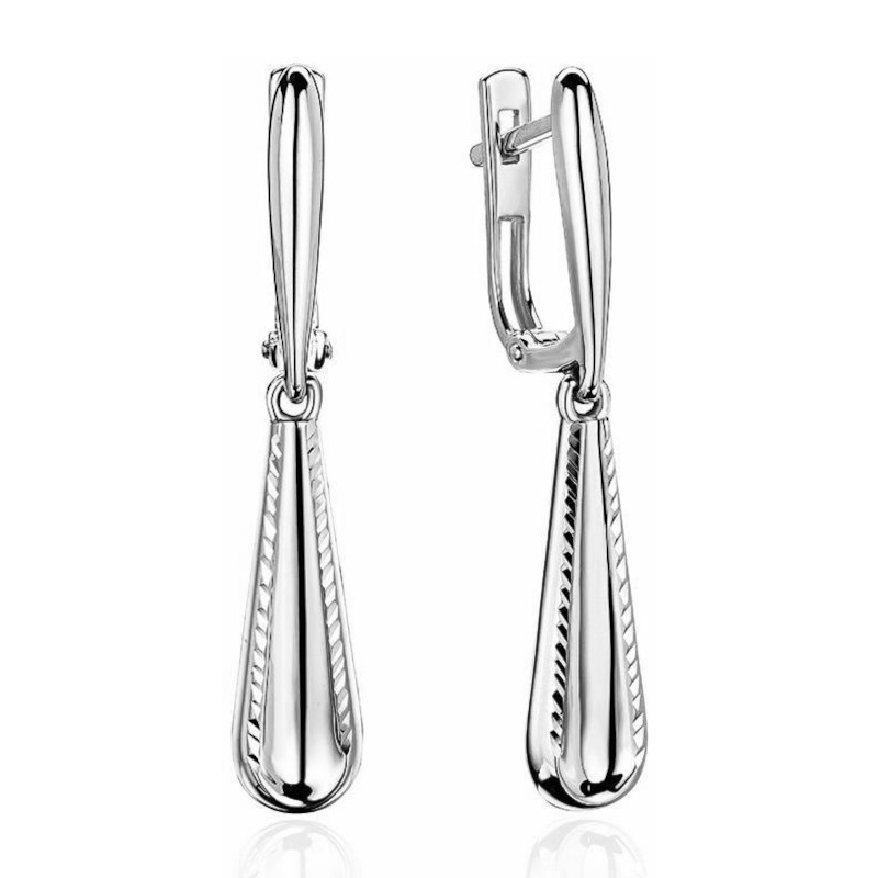Серьги из платины 585 пробы без вставок 01С7915105-585