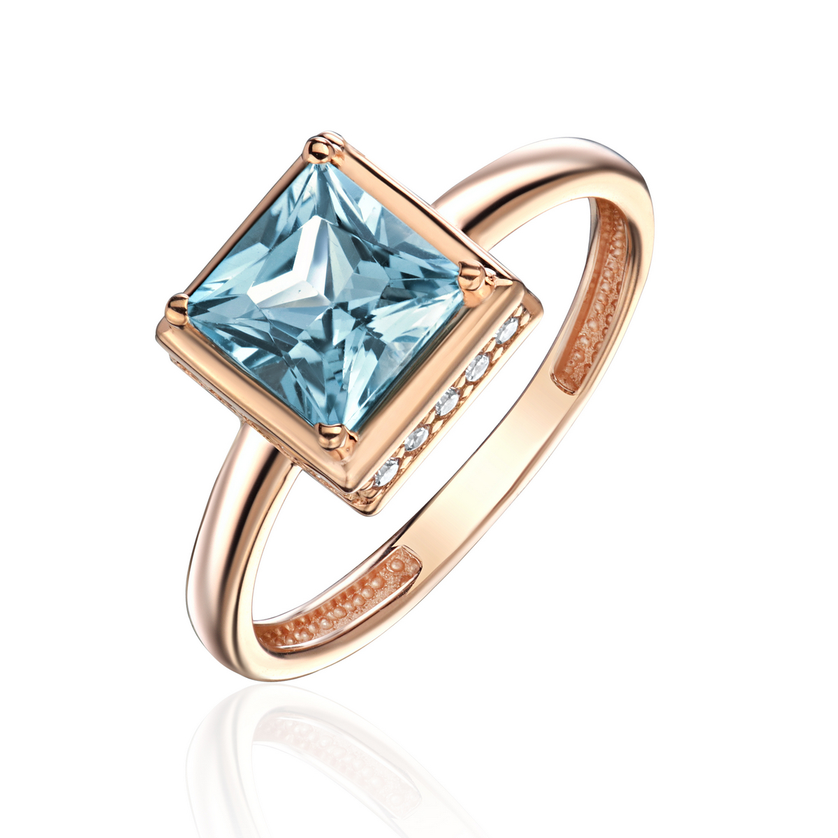 Кольцо из красного золота 585 пробы с топазом и фианитами 01К3115409-1