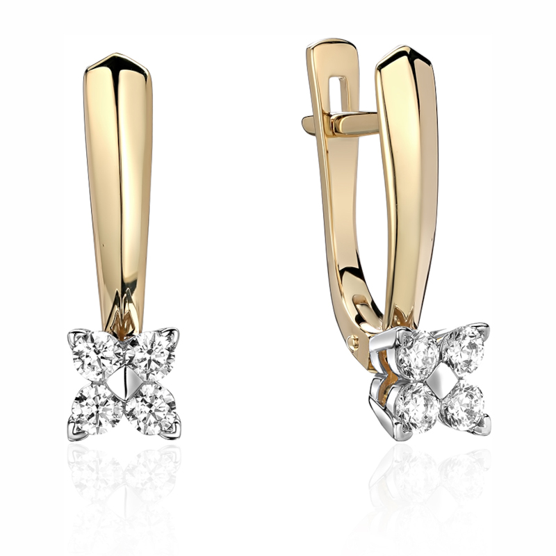 Серьги из желтого золота 585 пробы с фианитами 01С1314400Р