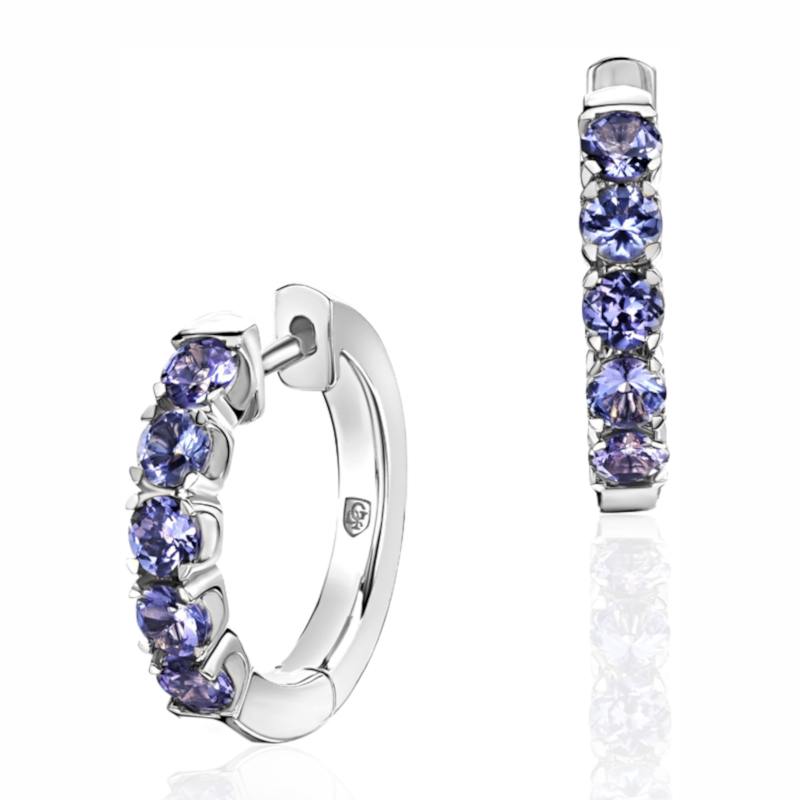 Серьги из белого золота 585 пробы с танзанитами 01С3214185-1