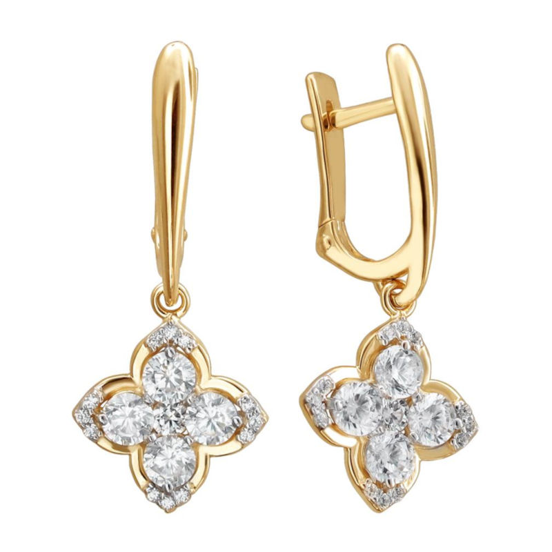 Серьги из красного золота 585 пробы с фианитами 01С1112053Р