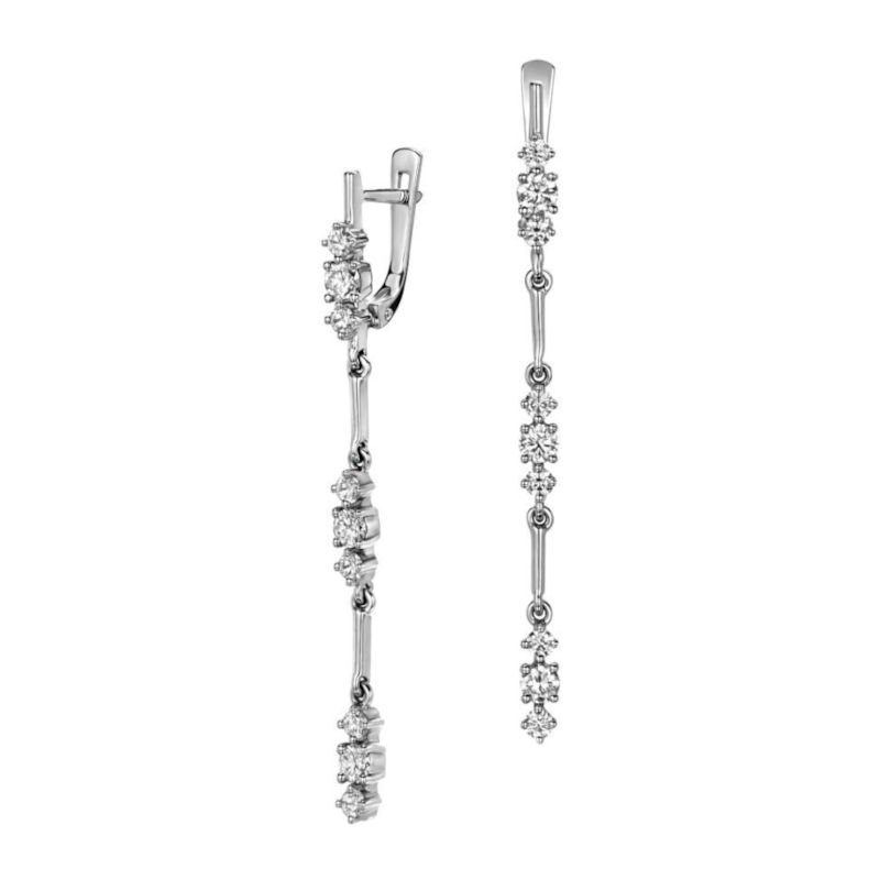 Серьги из белого золота 750 пробы с бриллиантами 01С673838