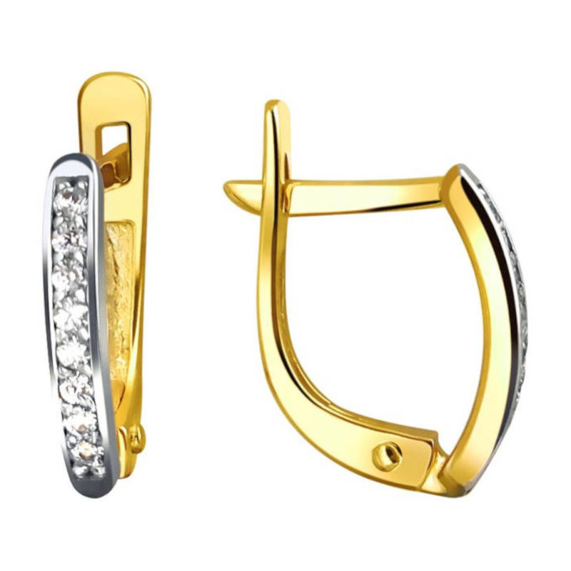 Серьги из желтого золота 585 пробы с фианитами 01С1312507Р