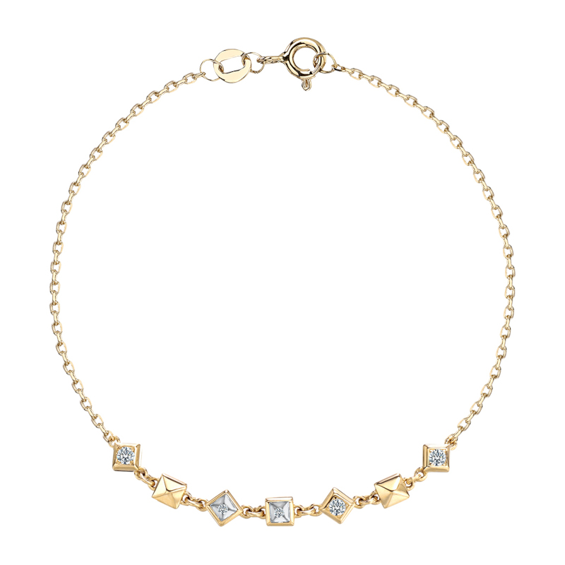 Браслет из желтого золота 585 пробы с фианитами 01Б133360