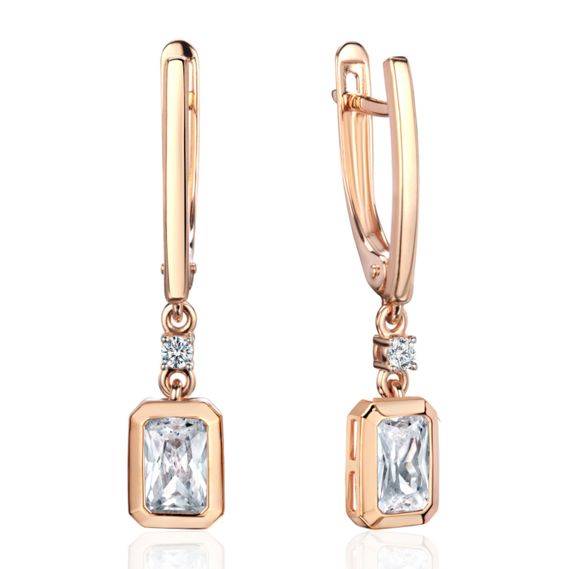 Серьги из красного золота 585 пробы с фианитами 01С1116874Р