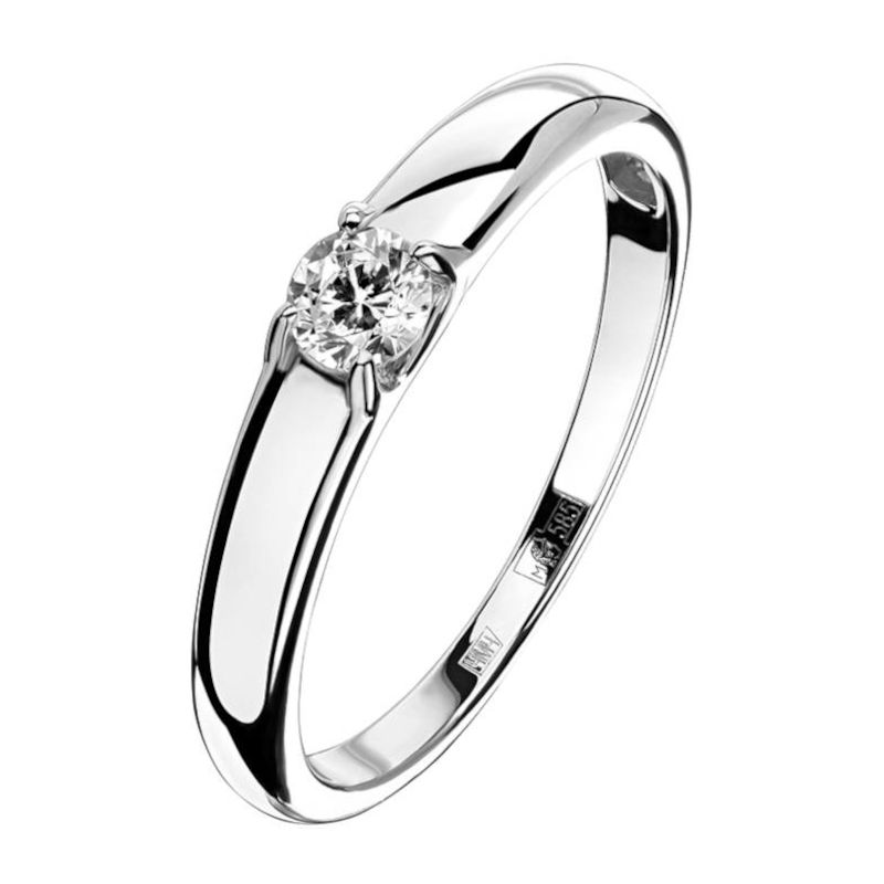 Кольцо из белого золота 585 пробы с фианитом 01К1213725