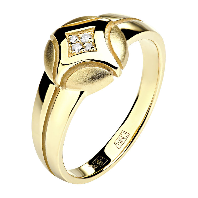 Кольцо из желтого золота 585 пробы с бриллиантами 01К638748