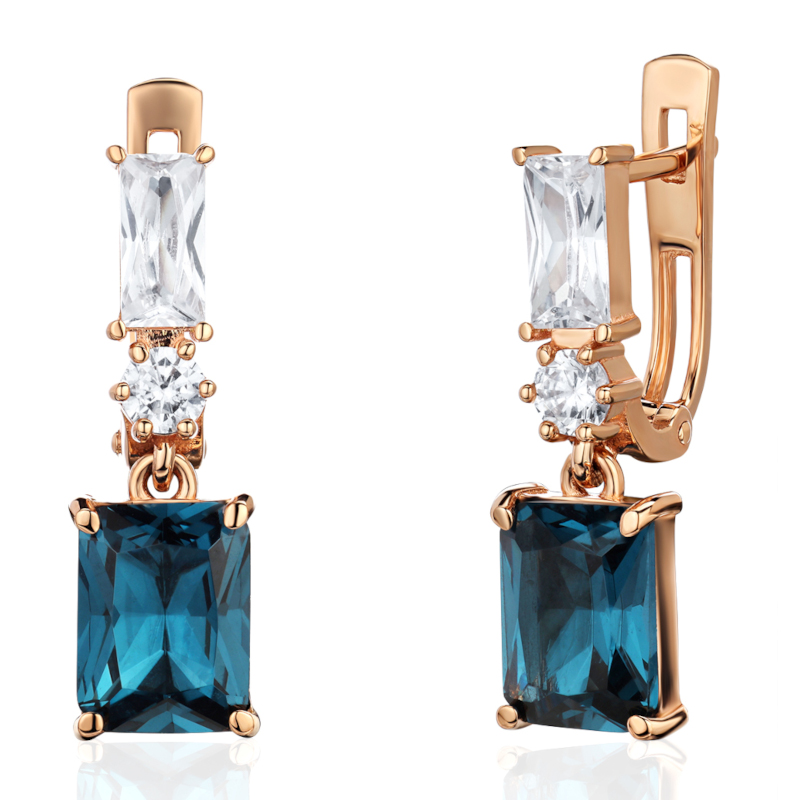 Серьги из красного золота 585 пробы с наноситал топазами и фианитами 01С2116862-4