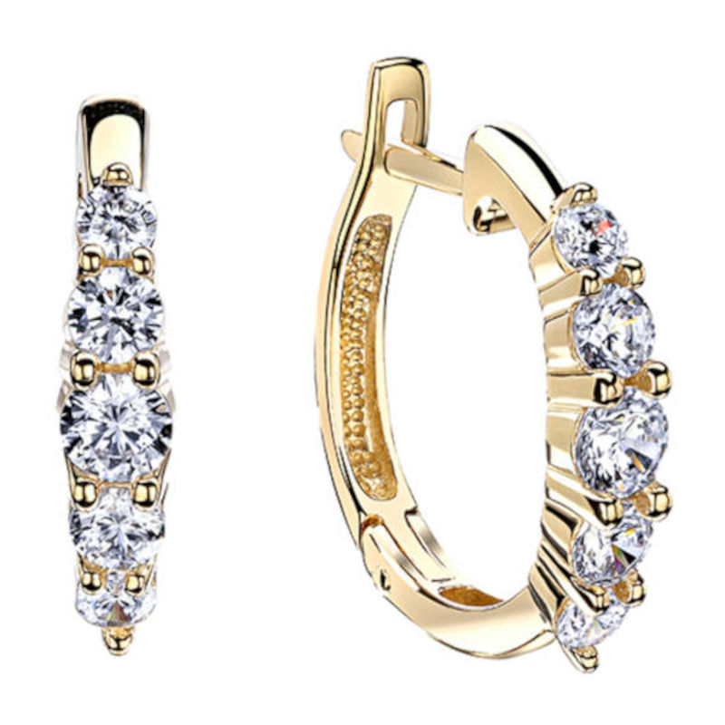 Серьги из желтого золота 585 пробы с фианитами 01С1313717