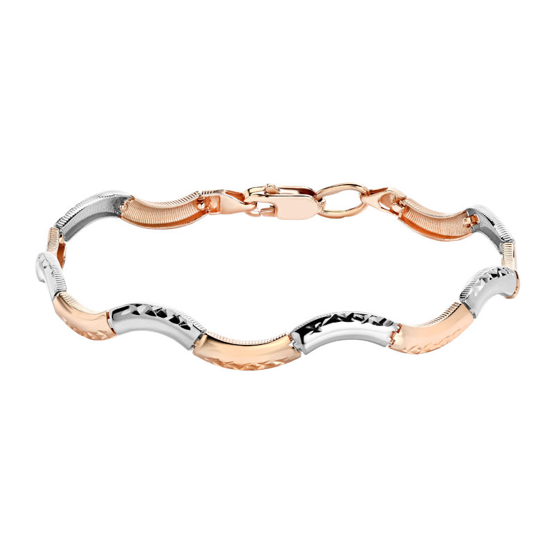 Браслет из двух цветов золота 585 пробы без вставок 01Б760376