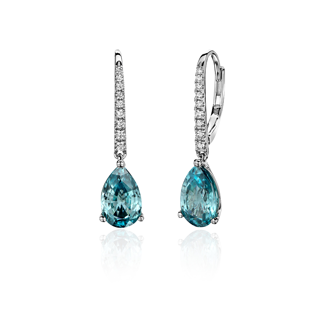 Серьги из белого золота 750 пробы с цирконом и бриллиантами 01С6713600-5