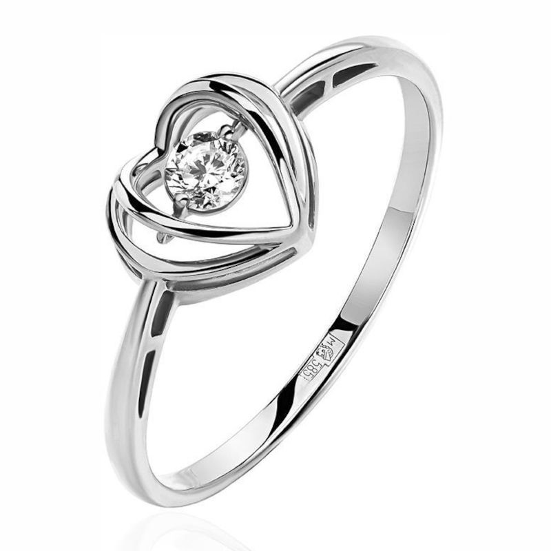 Кольцо из белого золота 585 пробы с бриллиантом 01К627964