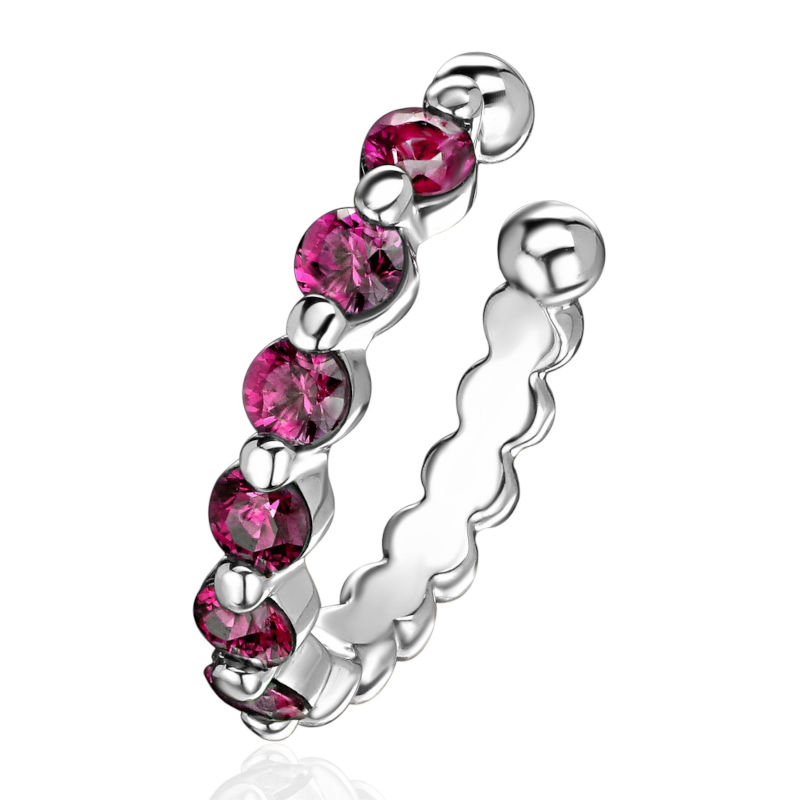 Серьга одиночная из белого золота 585 пробы с рубинами 01С5215680-3