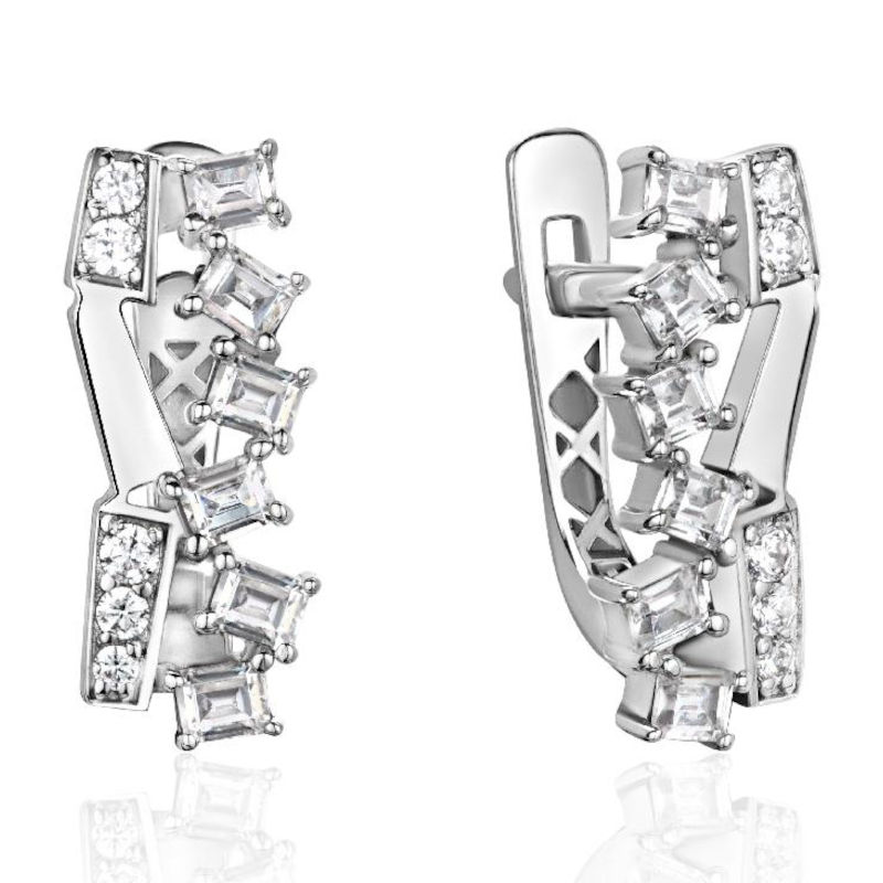 Серьги из белого золота 585 пробы с фианитами 01С1217047
