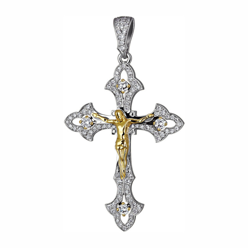 Подвеска из комбинированного золота 750 пробы с бриллиантами 01Р680921