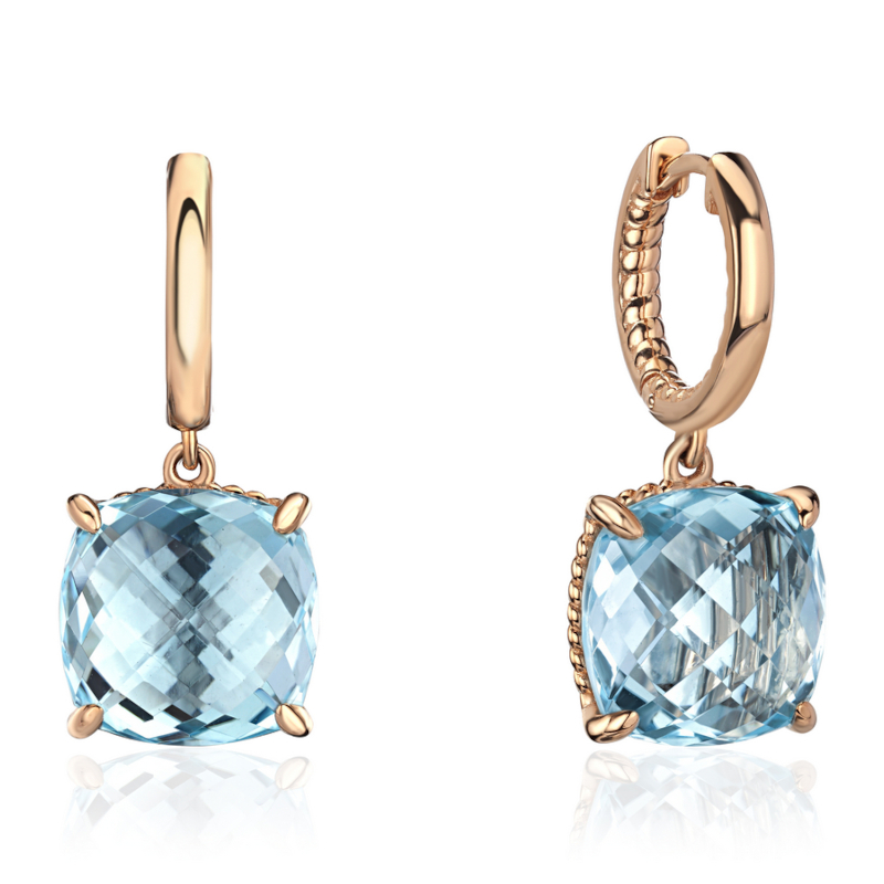 Серьги из красного золота 585 пробы с топазами 01С3115412-1