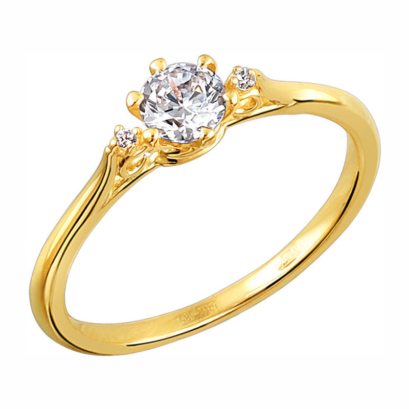 Кольцо из желтого золота 585 пробы с фианитами 01К1313110