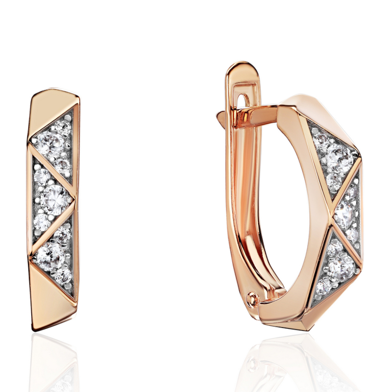 Серьги из красного золота 585 пробы с фианитами 01С1115220Р