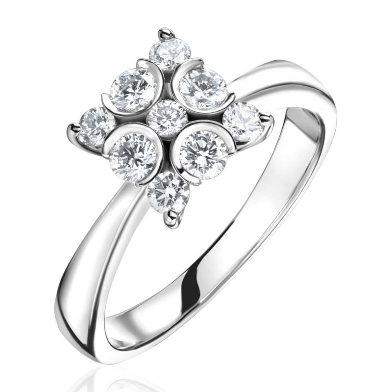 Кольцо из белого золота 585 пробы с бриллиантами 01К6215180