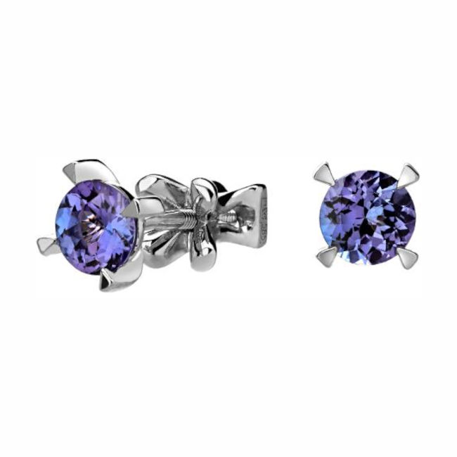 Серьги из белого золота 585 пробы с танзанитами 01С3213446-2