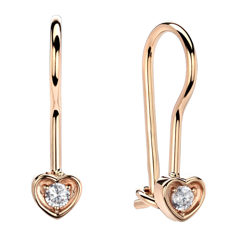Серьги из красного золота 585 пробы с фианитами 01С116469