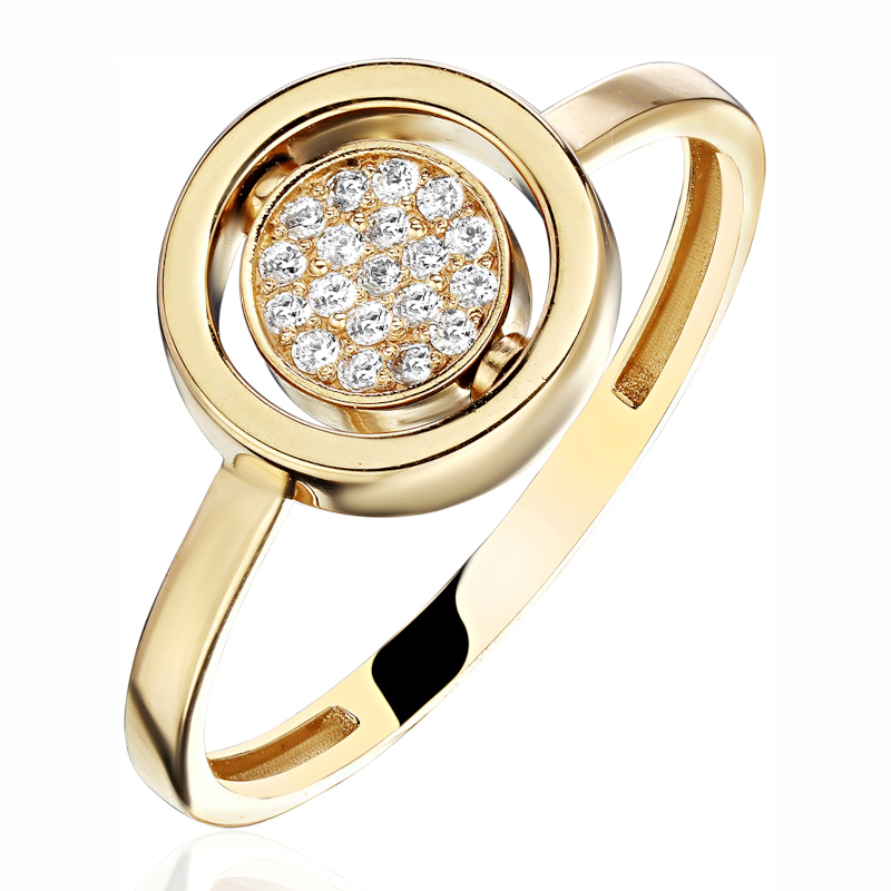 Кольцо из желтого золота 585 пробы с фианитами 01К1316169