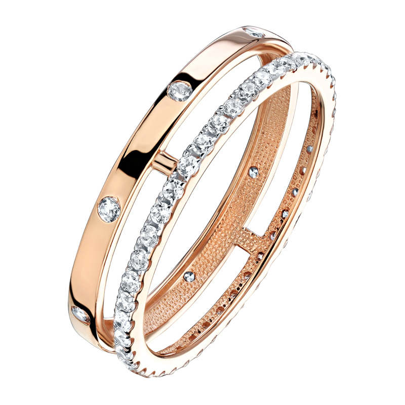 Кольцо из красного золота 585 пробы с фианитами 01К1113753 Кольцо из красного золота 585 пробы с фианитами 01К1113753