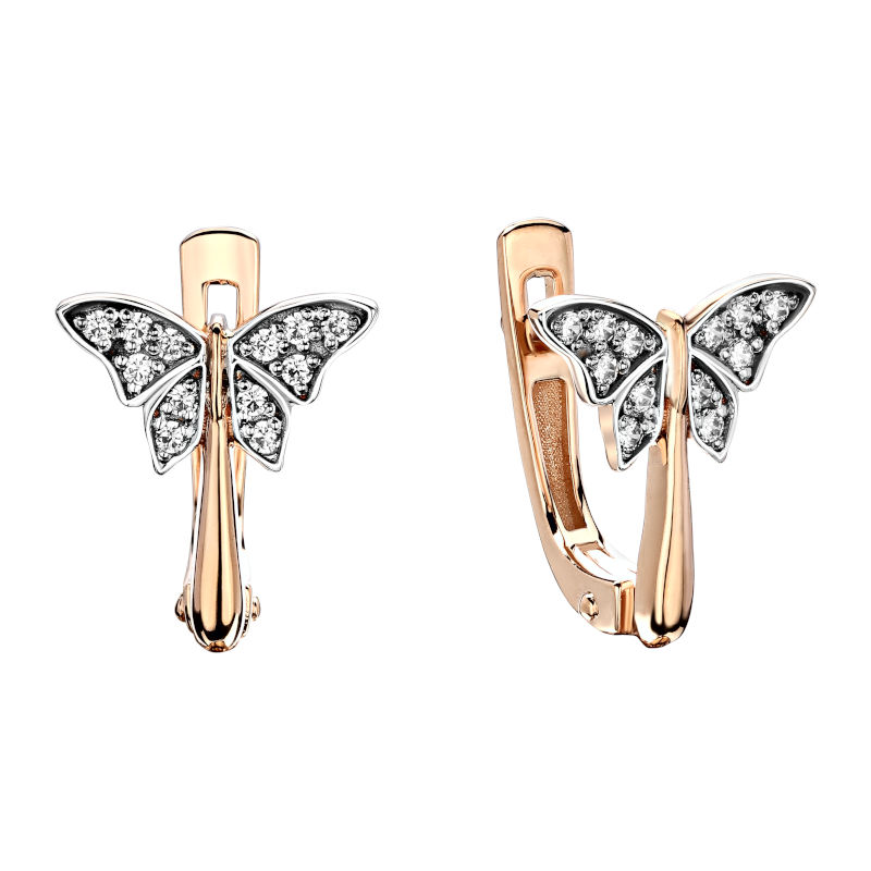 Серьги из красного золота 585 пробы с фианитами 01С1114081Р