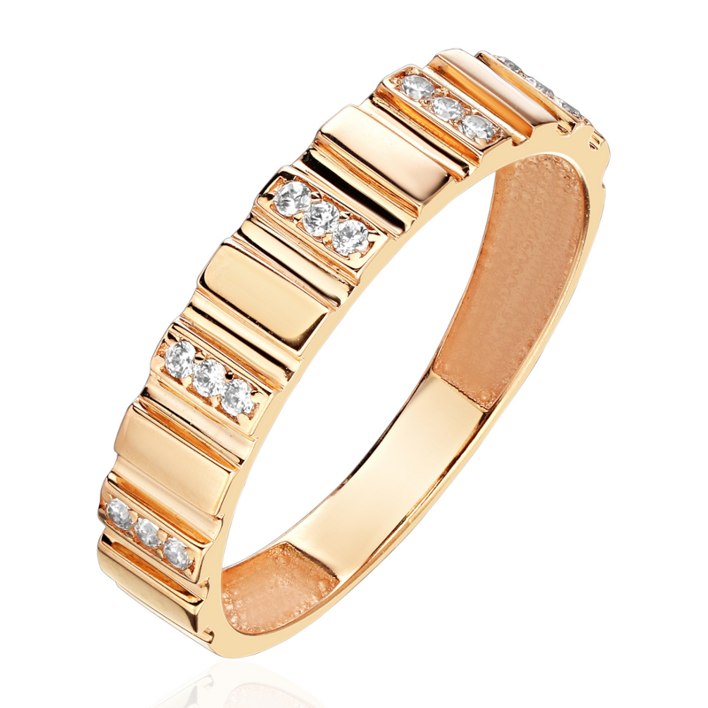 Кольцо из красного золота 585 пробы с фианитами 01К1115167