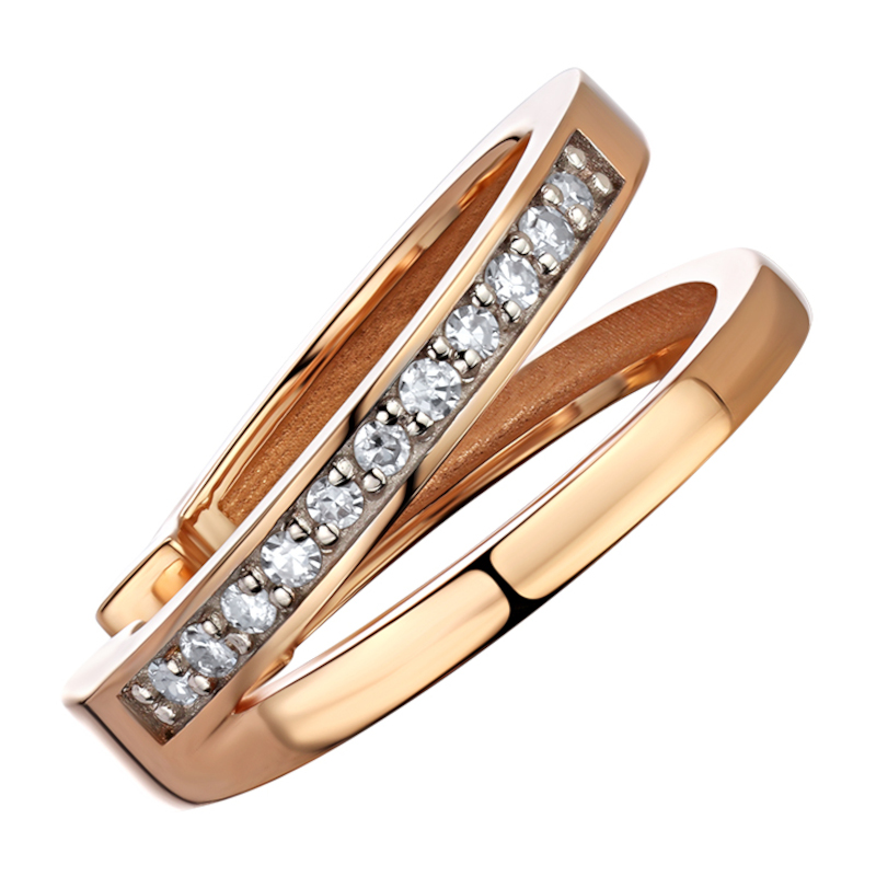 Серьга Одиночная кафф из красного золота 585 пробы с бриллиантами 01С6116920-17