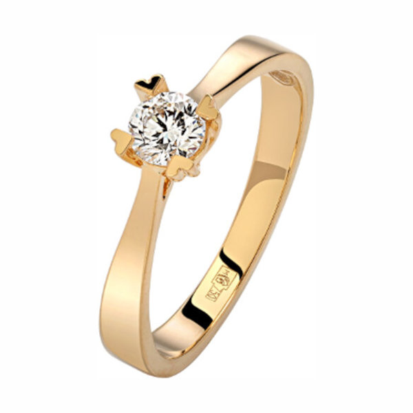 Кольцо из желтого золота 750 пробы с бриллиантом 01К6413449