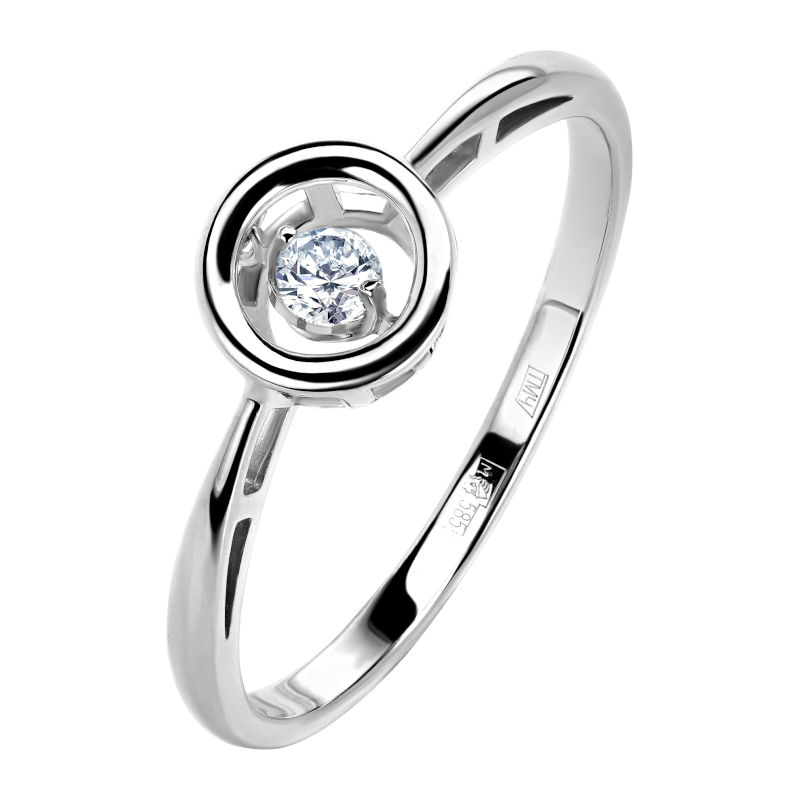 Кольцо из белого золота 585 пробы с фианитом 01К127960